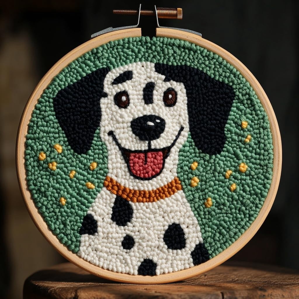 DIY Punch Needle Kits Cartoon Dalmatian Dog Easy for Beginners Punch ...