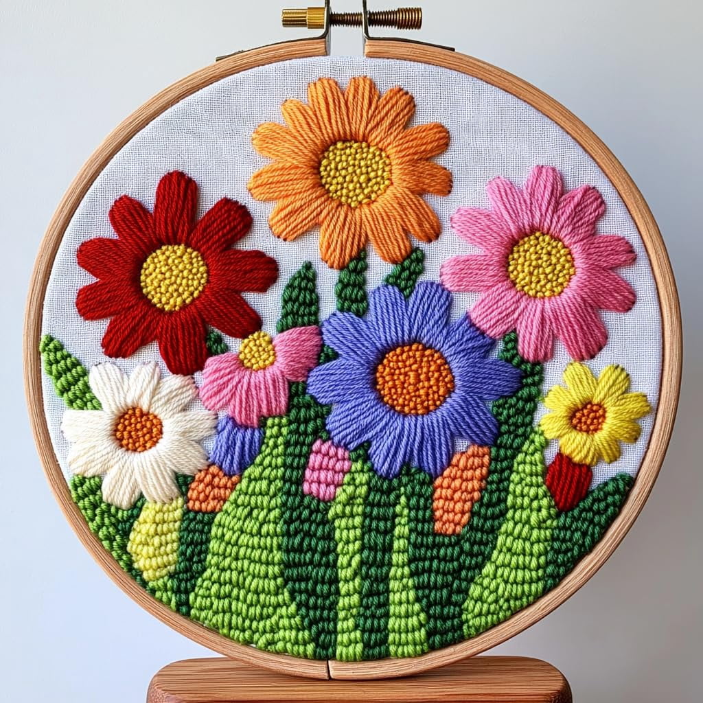 DIY Punch Needle Kits Colorful Daisy Flowers Easy for Beginners Punch ...