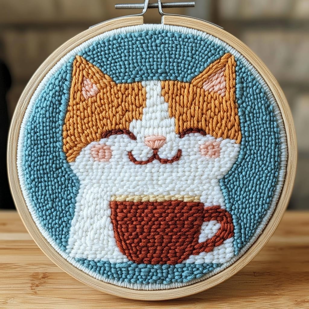 Cute Moth Punch Needle Kit For Beginners - DIY Cartoon Animal Embroidery Set With Hoop, Yarn & Tools For Wall Decor & Crafts
