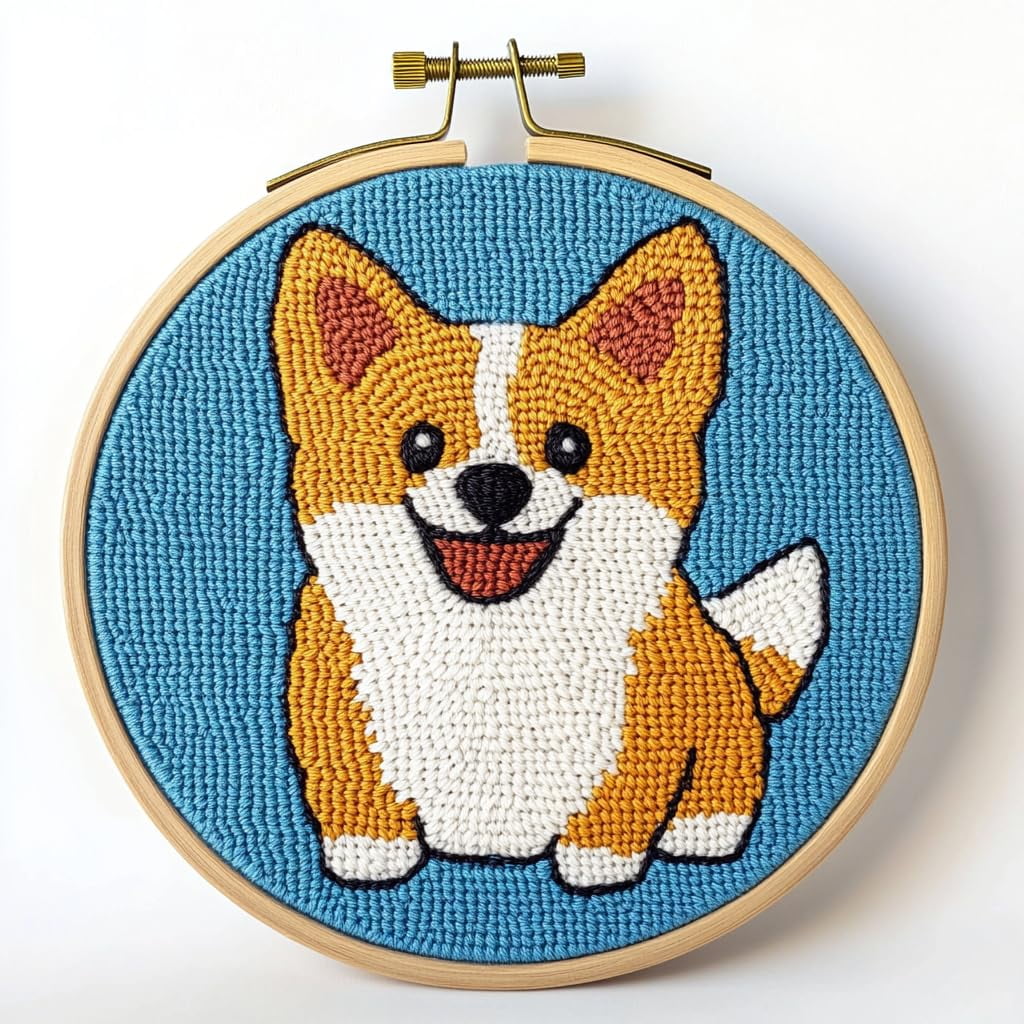 DIY Punch Needle Kits Cute Cartoon Corgi Dog Embroidery Punch Needle ...
