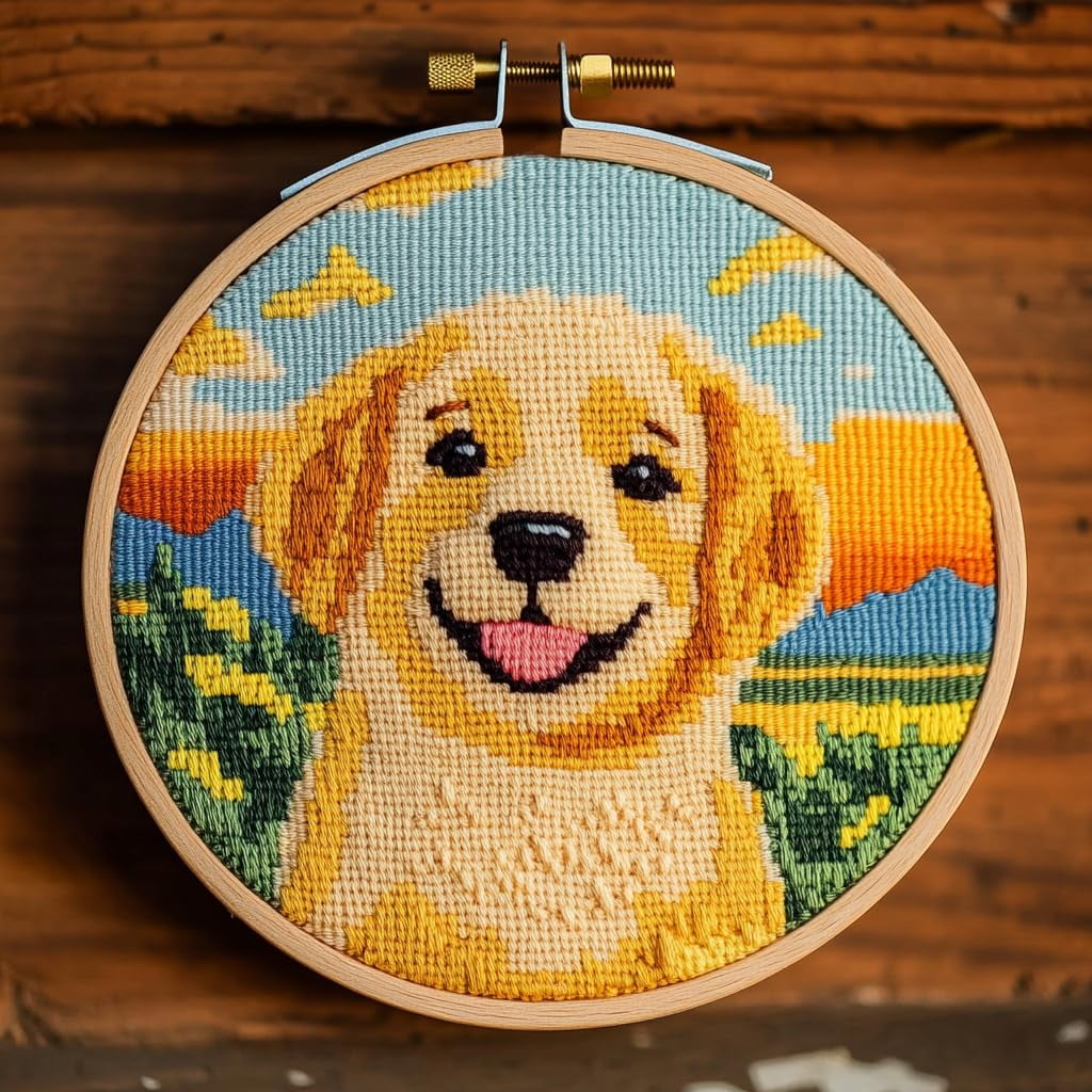 DIY Punch Needle Kits Cute Puppy Golden Retriever Dog Easy for ...