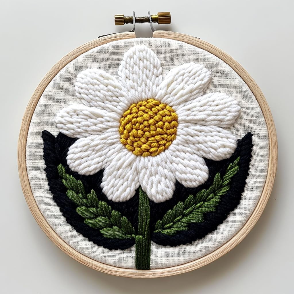 DIY Punch Needle Kits Daisy Flower Green Leaves Easy for Beginners ...