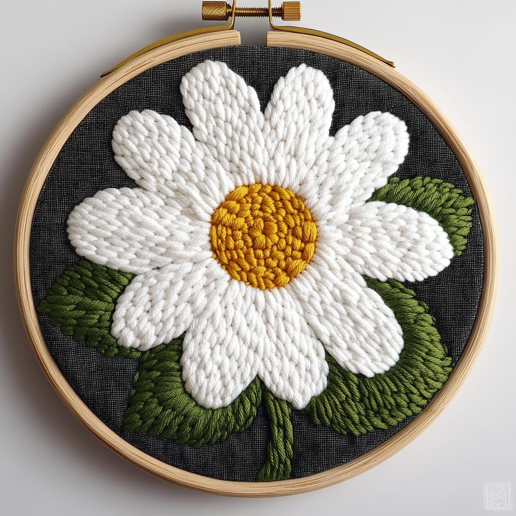 DIY Punch Needle Kits Daisy Flower Green Leaves Easy for Beginners ...