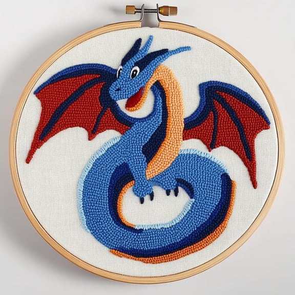 DIY Punch Needle Kits Dragon Easy for Beginners Punch Needle Embroidery Set with Hoop Stamped Pattern for Craft lovers and Home Decor-12