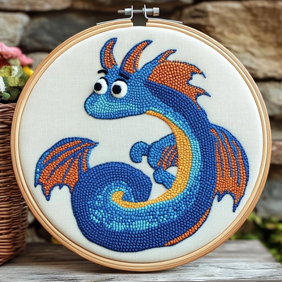 DIY Punch Needle Kits Dragon Easy for Beginners Punch Needle Embroidery Set with Hoop Stamped Pattern for Craft lovers and Home Decor-1