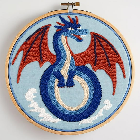 DIY Punch Needle Kits Dragon Easy for Beginners Punch Needle Embroidery Set with Hoop Stamped Pattern for Craft lovers and Home Decor-3
