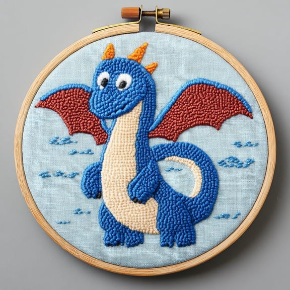 DIY Punch Needle Kits Dragon Easy for Beginners Punch Needle Embroidery Set with Hoop Stamped Pattern for Craft lovers and Home Decor-4