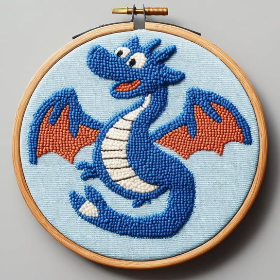 DIY Punch Needle Kits Dragon Easy for Beginners Punch Needle Embroidery Set with Hoop Stamped Pattern for Craft lovers and Home Decor-5