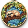 thumbnail image 1 of DIY Punch Needle Kits Little Sloth Sleep on Tree Easy for Beginners Punch Needle Embroidery Set for Craft lovers with Printed Pattern and Hoop for Home Decor 20x20cm-3, 1 of 6