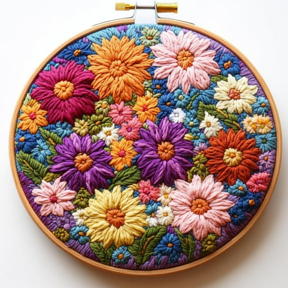 DIY Punch Needle Kits Mandala Daisy Flowers Easy for Beginners Punch Needle Embroidery Set with Hoop Stamped Pattern for Craft lovers and Home Decor-2