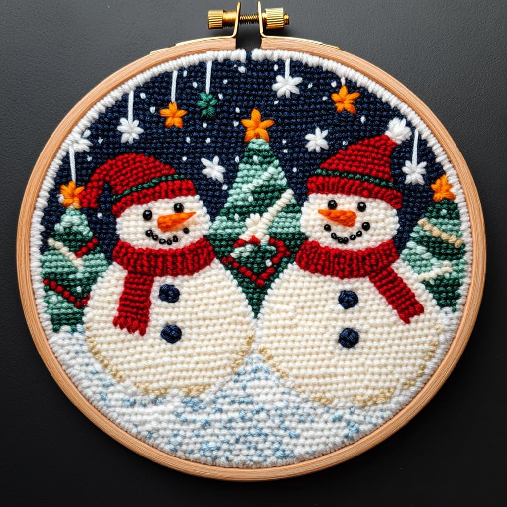DIY Punch Needle Kits Merry Christmas Snowman Easy for Beginners Punch ...