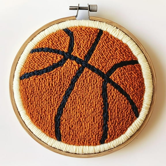 DIY Punch Needle Kits Sport Basketball Embroidery Punch Needle Starter Craft with Hoop Easy for Beginners for Festival t and Decoration 20x20cm-2