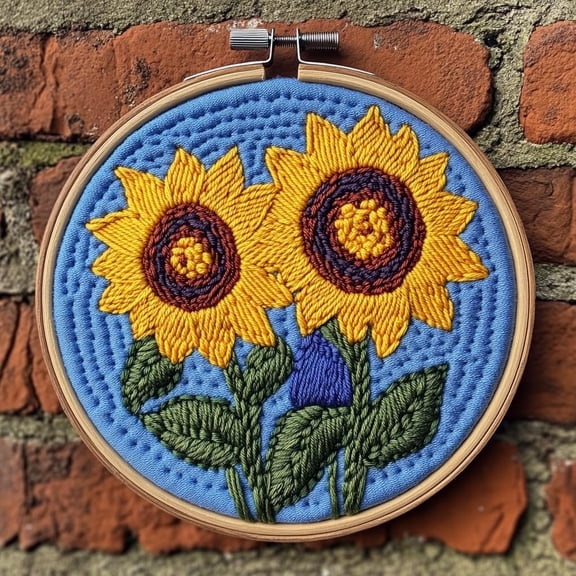 DIY Punch Needle Kits Sunflowers Easy for Beginners Punch Needle Embroidery Set with Hoop Stamped Pattern for Craft lovers and Home Decor-1