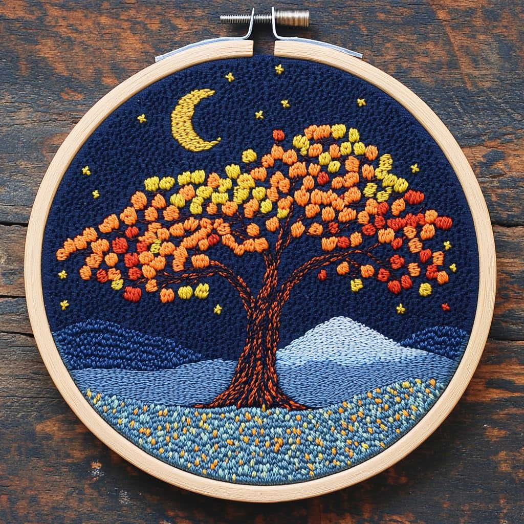 DIY Punch Needle Kits Tree under Moon Easy for Beginners Punch Needle ...