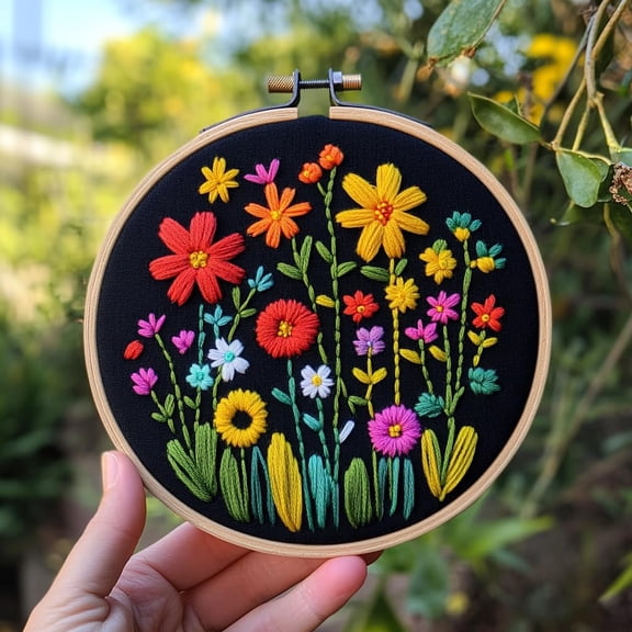 DIY Punch Needle Kits Wild Flowers Easy for Beginners Punch Needle Embroidery Set with Hoop Stamped Pattern for Craft lovers and Home Decor-8