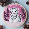 thumbnail image 1 of DIY Punch Needle kits A Cartoon Baby White Tiger Snow Forest Easy for Beginners Punch Needle Yarn Starter Embroidery Set for Craft lovers with Hoop for Home Decor 20x20cm(3), 1 of 6