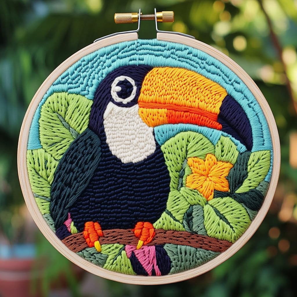 DIY Punch Needle kits A Cartoon Cute Toucan Bird Easy for Beginners ...