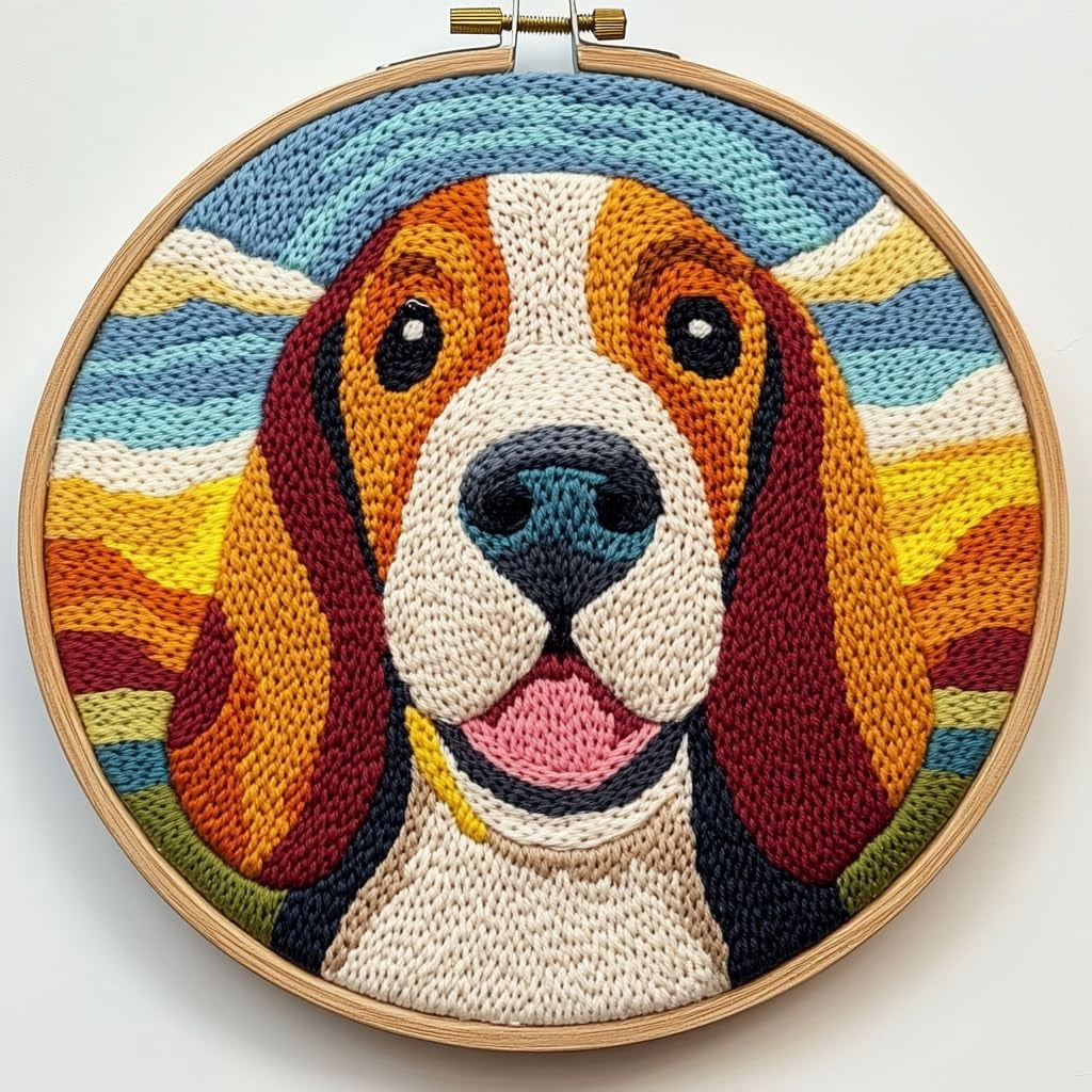 DIY Punch Needle kits Cute Basset Hound Dog Easy for Beginners Punch ...