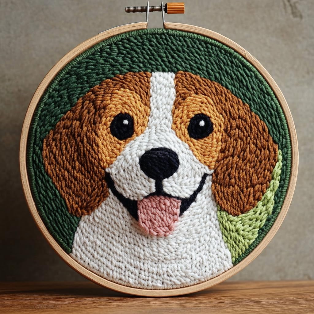 DIY Punch Needle kits Cute Cartoon Beagles Dog Easy for Beginners Punch ...