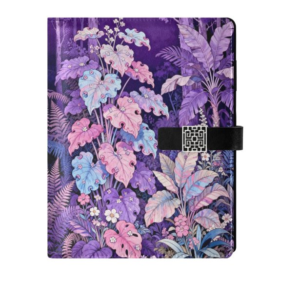 DIY Purplewood Printed Microfiber Leather Notebook 9.2x6.7" Refillable Binder Journal with Pen Loop&Pockets 100 Sheets