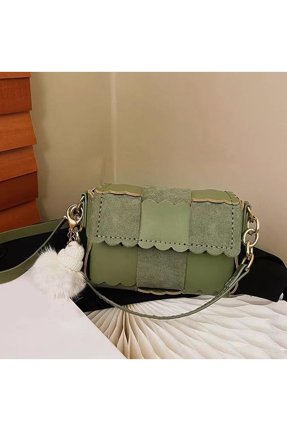 DIY Purse Making Kits PU Leather Crochet Handbag Making Kits DIY Made Crossbody Bag Material Making Set Shouler Bag Stitch Kits Making Supplies Dark Olive Green for DIY