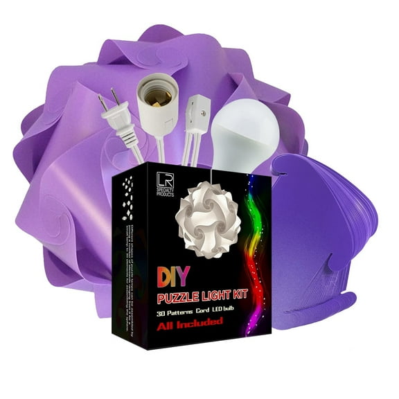 DIY Puzzle Lamp Kit - Cord & LED Bulb Included - IQ Jigsaw Medium Light
