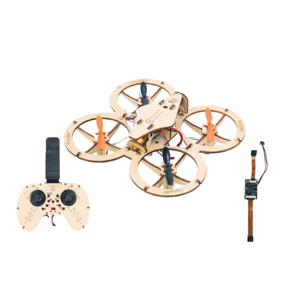 DIY Quad Drone, Upgraded MQ63A Optical Flow Camera Version Wooden, 1 Pack DIY Assembly Kit with Phone Clip, Educational STEM Building Toy for Kids Teen Hobbyists Remote Control Flying Aircraft
