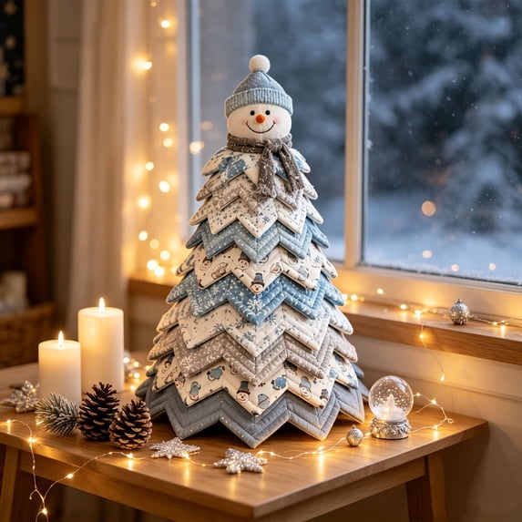 DIY Quilted Christmas Tree Kit - 3D Fabric Patchwork Christmas Tree Craft Set, Handmade Tabletop Holiday Decoration, Christmas Holiday Creative DIY Gift for Adults Beginners and Craft Lovers