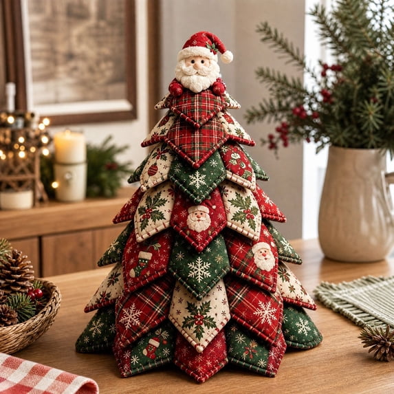 DIY Quilted Christmas Tree Kit, 3D Fabric Patchwork Craft Set for Beginners, DIY Christmas Tree Kit, 3D Fabric Patchwork, Quilting Craft, Handmade Tabletop Holiday Decor, Christmas Gift