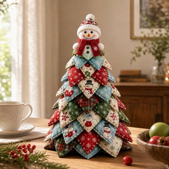 DIY Quilted Christmas Tree Kit, 3D Fabric Patchwork Craft Set for Beginners, DIY Christmas Tree Kit, 3D Fabric Patchwork, Quilting Craft, Handmade Tabletop Holiday Decor, Christmas Gift