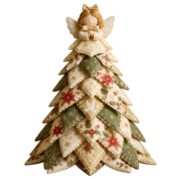 DIY Quilted Christmas Tree Kit, 3D Fabric Patchwork Craft Set for Beginners, Handmade Tabletop Holiday Xmas Decor, Ideal for Home Mantel Table Office Display, #E