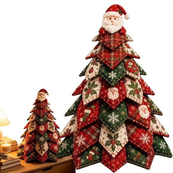DIY Quilted Christmas Tree Kit, 3D Patchwork Craft & Beginner-Friendly Design for Tabletop, Mantel & Office Holiday Decor