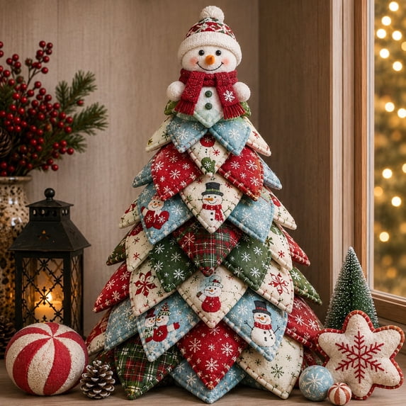 DIY Quilted Christmas Tree Kit Complete Sewing Set with Pattern Instructions, Beginner Friendly Fabric Craft for Adults Teens