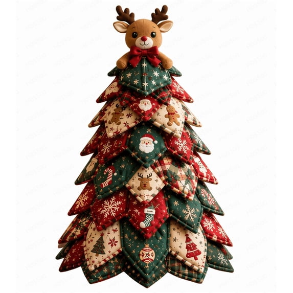 DIY Quilted Christmas Tree Kit, Handmade Christmas Tree Craft Kit, 3D Fabric Patchwork Christmas Quilt Tabletop Christmas Decorations, Holiday Home Decor Christmas Gift for All Ages