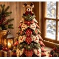 thumbnail image 1 of DIY Quilted Christmas Tree Kit, Handmade Fabric Holiday Tree Decor, DIY Holiday Patchwork Sewing Craft Kit with Plaid Snowflake Gingerbread Character Topper Home Mantel Table Office Display, 1 of 8