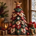thumbnail image 1 of DIY Quilted Christmas Tree Kit, Handmade Fabric Holiday Tree Decor (M3) | DIY Holiday Patchwork Sewing Craft Kit with Plaid Snowflake Gingerbread Character Topper Home Mantel Table Office Display, 1 of 7