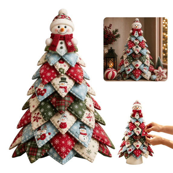 DIY Quilted Christmas Tree Kit,Holiday Patchwork Sewing Craft Kit,Handmade Christmas Tree Craft Kit,3D Fabric Patchwork Craft Set,Handmade Tabletop Holiday Decor,E