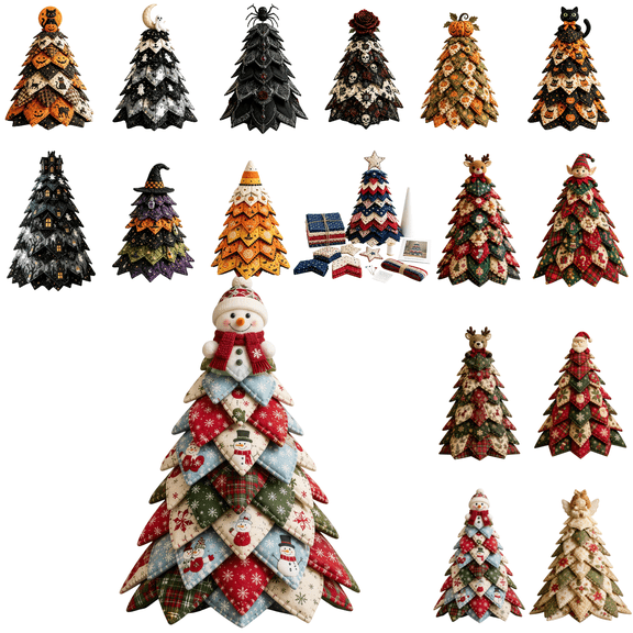 DIY Quilted Christmas Tree Kit,Ideal Creative Gift for Crafters & Sewing Lovers,Relaxing Seasonal Holiday Sewing Project With Pre-Cut Fabric Pieces