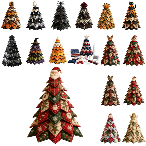 DIY Quilted Christmas Tree Kit,Ideal Creative Gift for Crafters & Sewing Lovers,Relaxing Seasonal Holiday Sewing Project With Pre-Cut Fabric Pieces