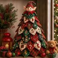 thumbnail image 1 of DIY Quilted Christmas Tree Kit Patchwork Fabric Craft, Festive Plaid Snowflake Holly Design for Cozy Holiday Home Styling, 1 of 6