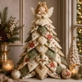 thumbnail image 1 of DIY Quilted Christmas Tree Kit Patchwork Fabric Craft, Festive Plaid Snowflake Holly Design for Cozy Holiday Home Styling, 1 of 5