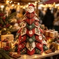 thumbnail image 1 of DIY Quilted Fabric Christmas Tree Kit, Fabric Christmas Tree Decoration Kit, Patchwork Holiday Craft Project with Layered 3D Design for Tabletop Home and Mantel Decor,Classic Santa, 1 of 6