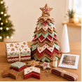 thumbnail image 1 of DIY Quilted Santa Christmas Tree Kit, Fabric Patchwork Set, Handmade | Holiday Tabletop Decor, Layered Ornament, Sewing Craft for Adults, Snowman Tree, Charming Quilting Gift(B), 1 of 8