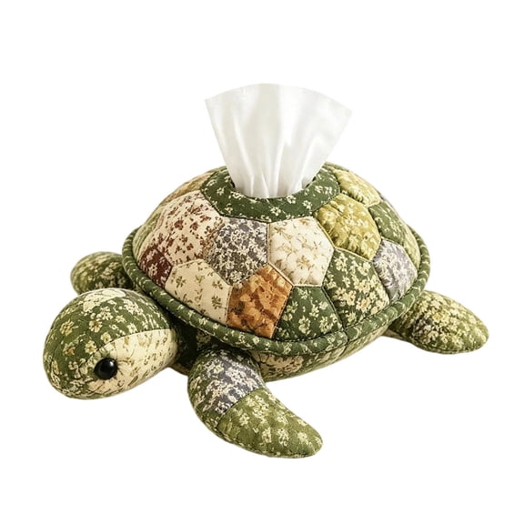 DIY Quilted Turtle Tissue Box Cover Fabric Craft Kit Educational Sewing Project for Kids Adults Home Tabletop Decor with Patterned Shell