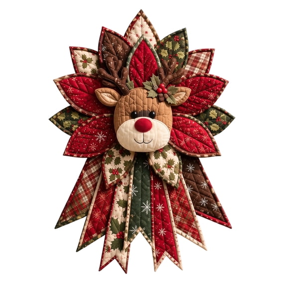 DIY Quilted Wreath Sewing Kit, Patchwork Hand‑Sew Craft Set for Front Door Hanging Decoration, Rustic Seasonal Wall Ornament for Porch, Entryway, Window, Mantel, Home Christmas Tree‑Accented Display