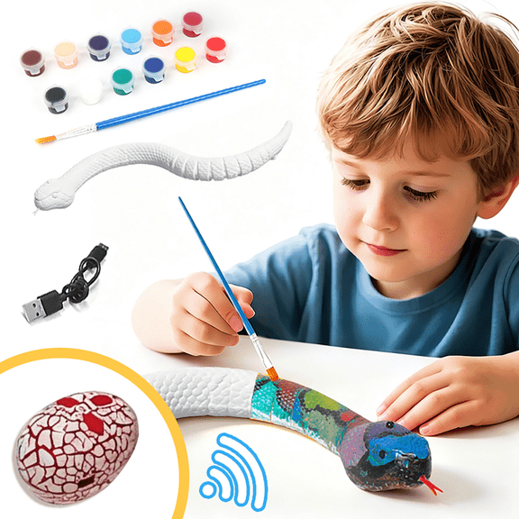 DIY RC Snake Building Kit, 3D Rechargeable Robot Toy with Auto Avoidance for Boys Girls Halloween Christmas Gifts