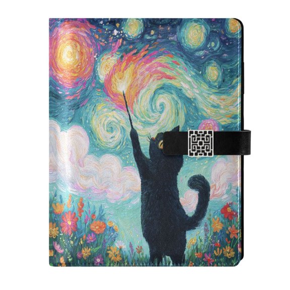 DIY Rainbow Magic Printed Microfiber Leather Notebook 9.2x6.7" Refillable Binder Journal with Pen Loop&Pockets 100 Sheets