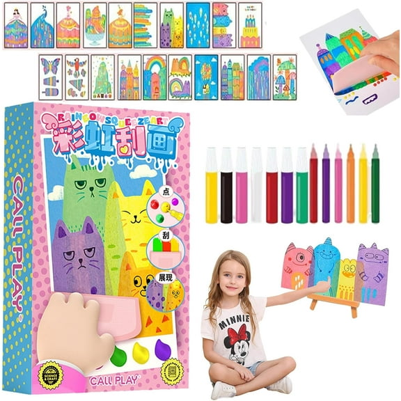 DIY Rainbow Scratch Art, 20 Pcs Diy Rainbow Scratch Art, DIY Rainbow Scratch Painting, Rainbow Scratch Art, Diy Rainbow Scratch Art for Kids,Painting Rainbow dot Scratch Painting Arts