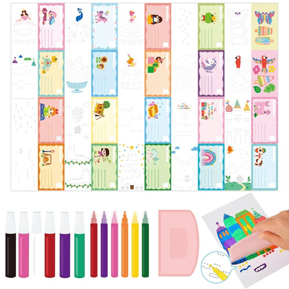 DIY Rainbow Scratch Art Crafts,Making Your Own Mini Rainbow Dot Color Scratch Paint for Party Handmade Games Birthday Gifts