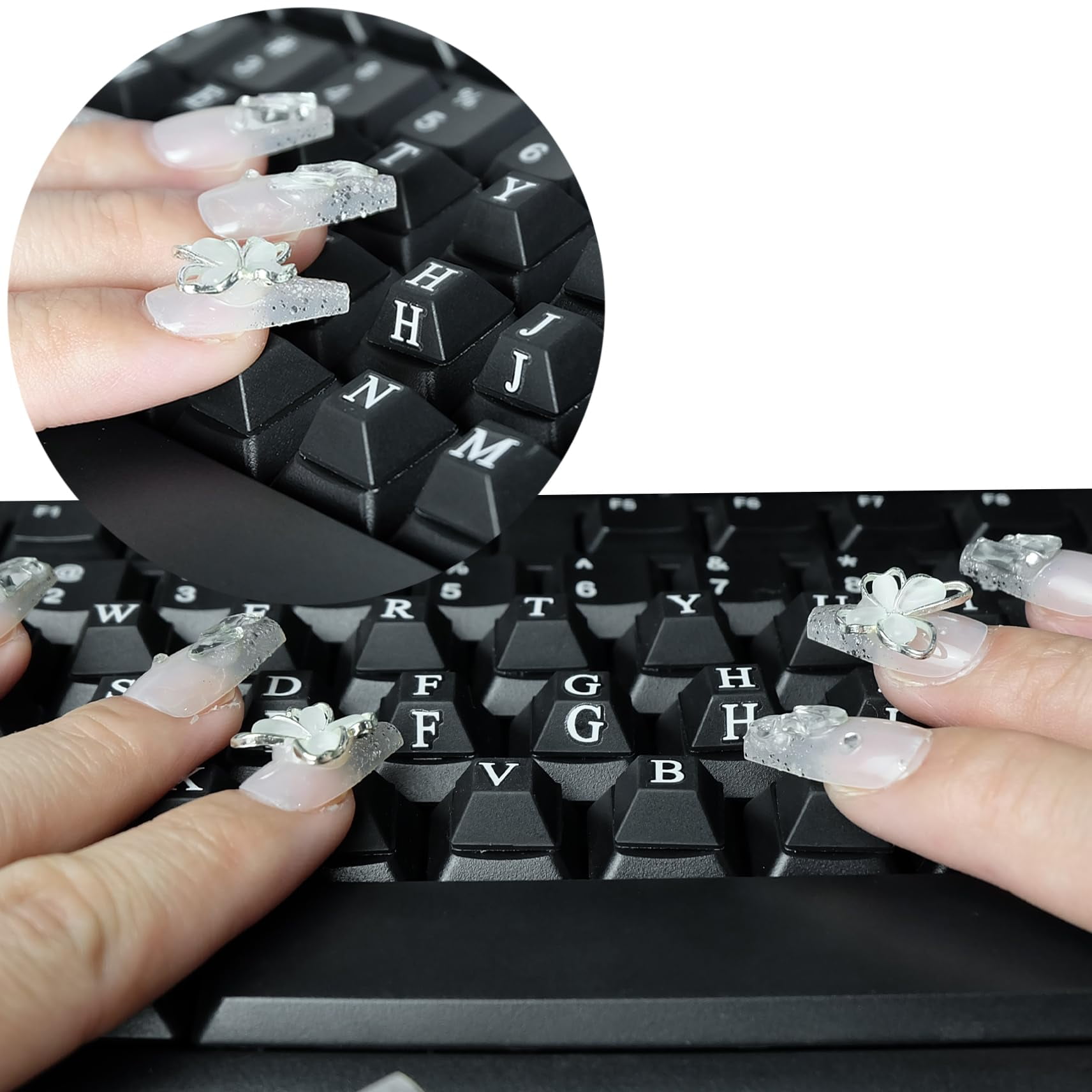 DIY Raised Keyboard Sticker with Letter Decals for Long Nails, 80 Pcs ...